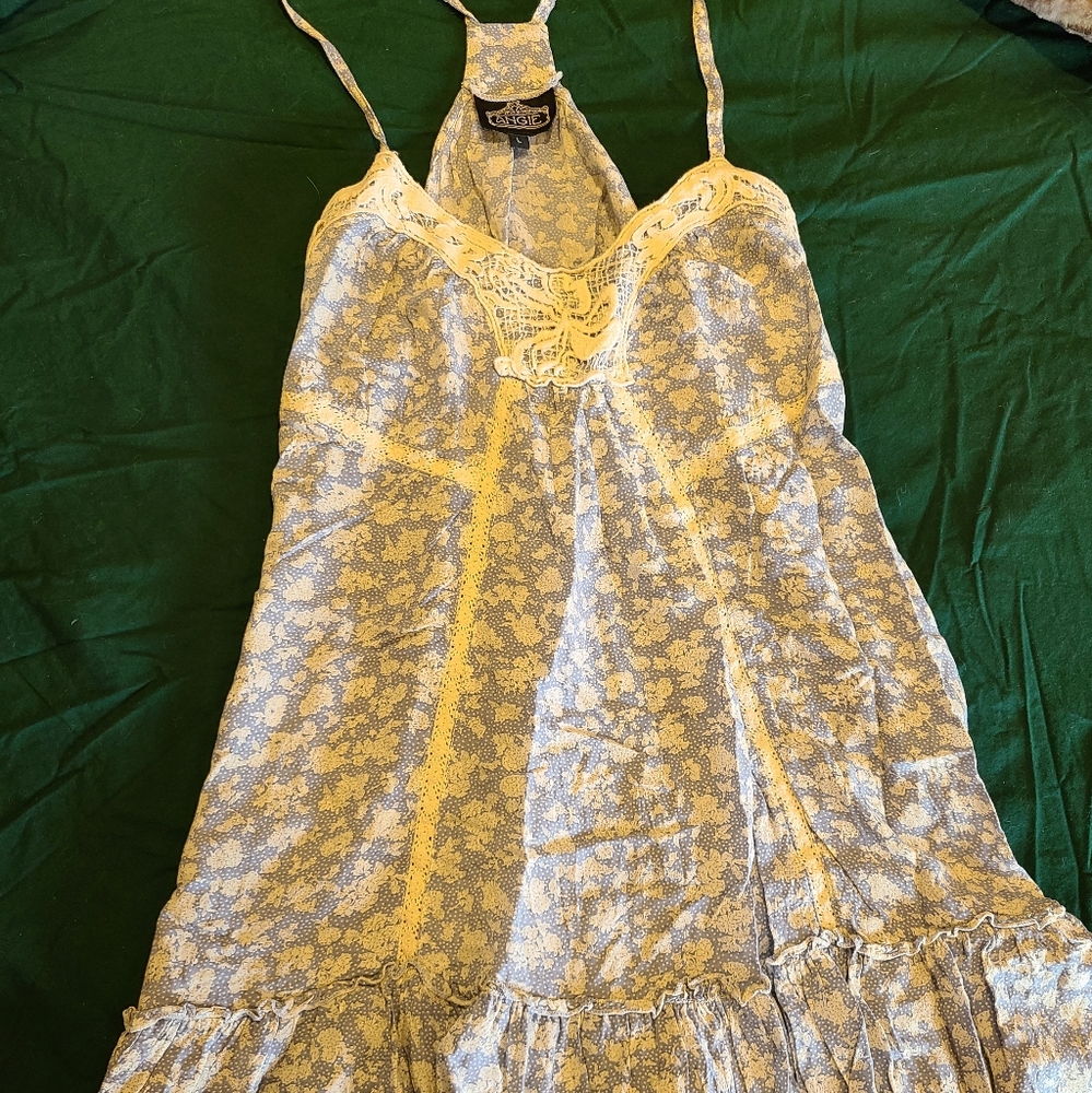 Angie Blue Floral and Lace Dress